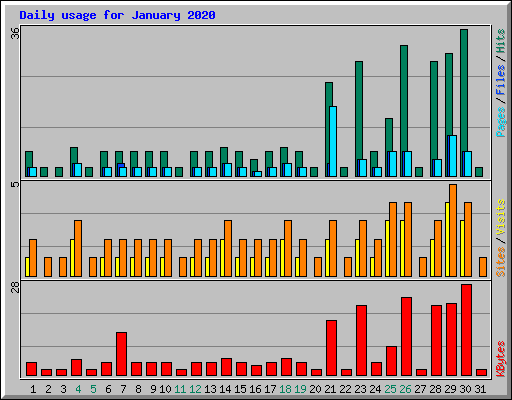 Daily usage for January 2020