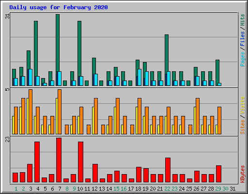 Daily usage for February 2020